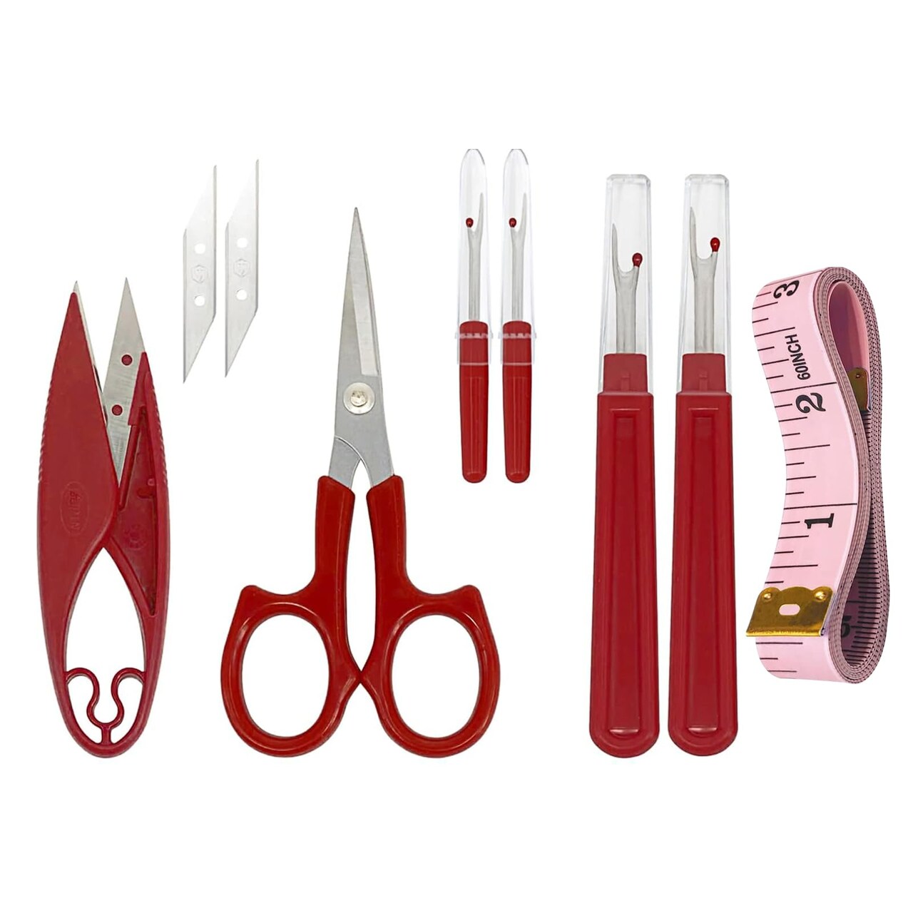 Seam Ripper Tool Sewing Seam Ripper Tool Thread Remover Kit 2 Big and 2 Small Handy Stitch Ripper Sewing Tools 1 Pack Thread Snips,1Pack 5 Scissor, 1 Sewing Tape Measure
